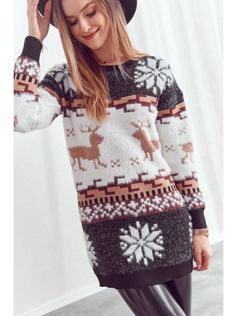 Warm long Christmas sweater, black 383580 - Online store - Boutique